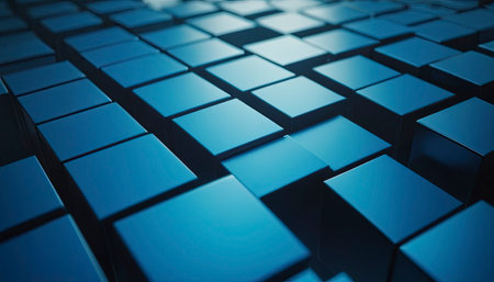Abstract background made of blue cubes. 3d rendering toned imageの素材