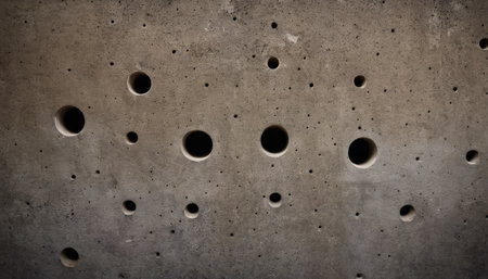concrete wall with holes, close-up. background and textureの素材