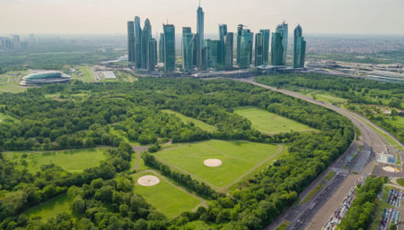 Aerial view of a golf field in Suzhou, China.の素材