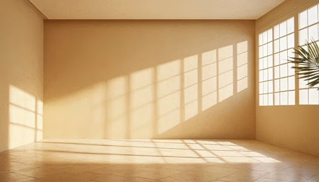 Empty room with window and sunlight - 3D Rendering, illustrationの素材