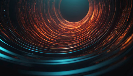 abstract background with glowing circles, lines and bokeh effectの素材