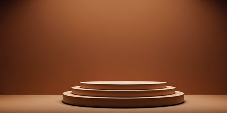 Podium on brown background. Abstract minimal scene. 3d renderの素材