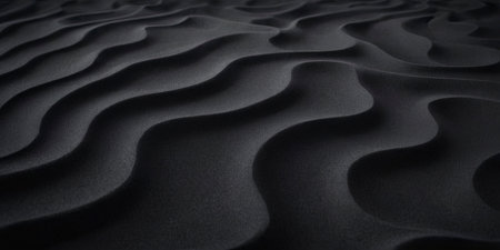 Black sand dunes texture. Abstract background. 3d render illustrationの素材