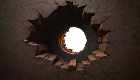 A hole in the wall with a hole in it. 3d renderingの素材