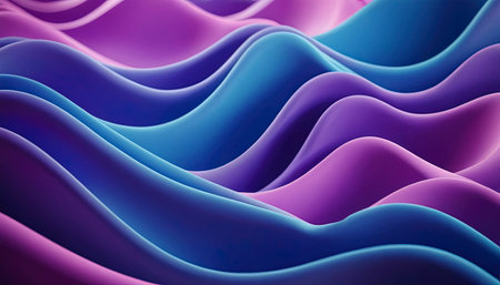 abstract background with smooth wavy lines in purple and blue colorsの素材