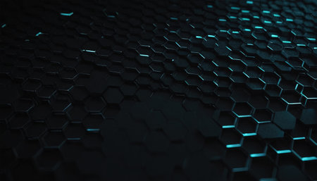 Abstract 3d rendering of hexagons. Futuristic background with hexagons.の素材