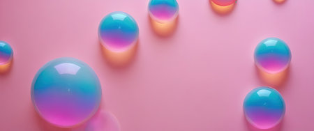 Colorful water drops on a pink background. 3d rendering.の素材
