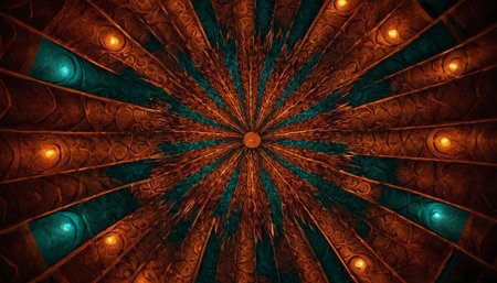 3D surreal illustration. Sacred geometry. Mysterious psychedelic relaxation pattern. Fractal abstract texture. Digital artwork graphic astrology magicの素材