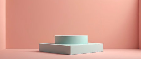 3d render, abstract minimal geometric background, pastel colors, podium for product presentationの素材