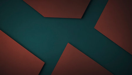 Geometric shapes made of red and green paper. Abstract background.の素材