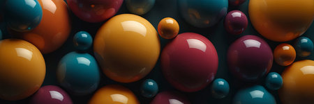 3d render, abstract background with colorful balls, multicolored ballsの素材