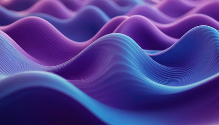 abstract background with smooth wavy lines in blue and purple colorsの素材