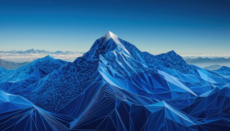 Low poly mountains landscape. 3D illustration. Polygonal background.の素材