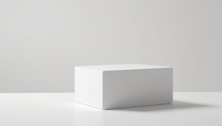 3D rendering of a white cube on a white background with shadowの素材