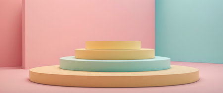3d rendering of abstract minimal geometric forms. Glossy luxury podium for your design.の素材