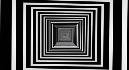 3d illustration of abstract geometric background with black and white spiralsの素材