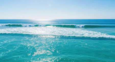 Beautiful seascape with turquoise sea and blue skyの素材
