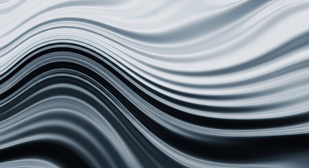 Flowing waves of grayscale colors present a smooth and continuous pattern, offering a versatile background for various digital media and visual content.の素材