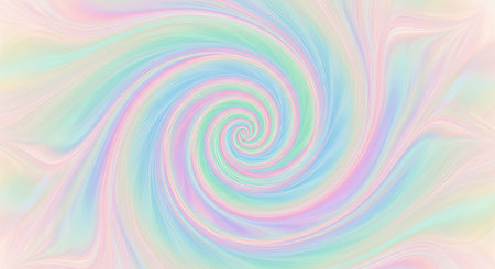 A mesmerizing pastel colored spiral pattern showcases gentle gradients and smooth swirling lines, creating a serene and dreamy visual backdrop. This versatile background is ideal for web, presentations, and various print materials.の素材