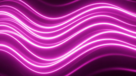 Glowing purple wavy lines on a dark background. 3d renderingの素材