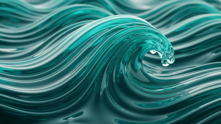 3d rendering of abstract wavy liquid background. Creative design concept of liquid wave.の素材
