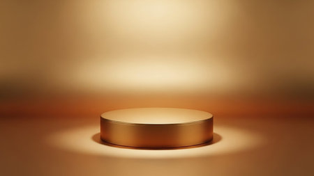 3d rendering of golden podium for product presentation. Luxury background.の素材