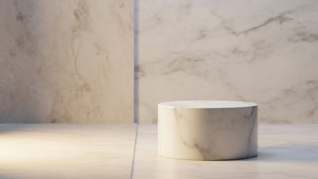 3d render of white marble podium for product display in minimal styleの素材
