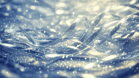 abstract background with bokeh defocused lights and ribbonsの素材