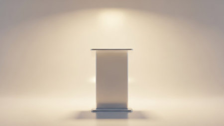 3d rendering of a blank display stand in a studio with a light backgroundの素材