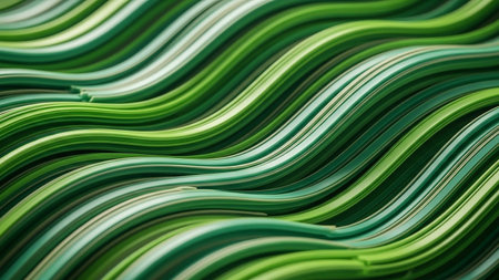 abstract background of green and white twisted plastic tubes, close upの素材