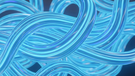 Abstract 3d rendering of blue wavy surface. Computer generated backgroundの素材