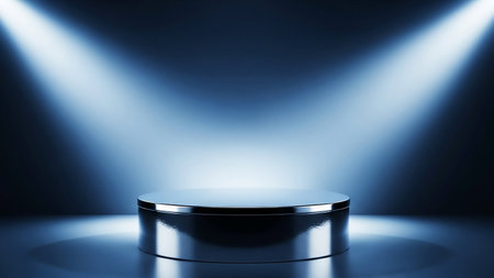 Scene with podium for mock up presentation in minimalism style, 3d render abstract background designの素材