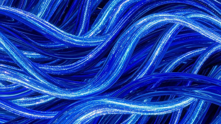abstract blue background with some smooth lines and sparkles in itの素材