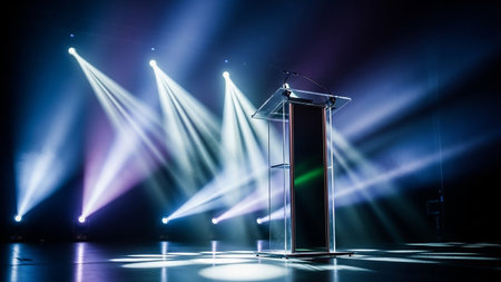 Stage Spotlight with Laser rays, Stage Podium Scene, Stage Backgroundの素材