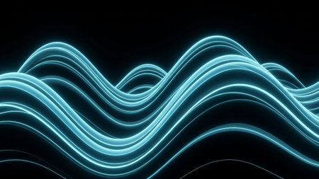 abstract green background with smooth wavy lines, 3d renderの素材