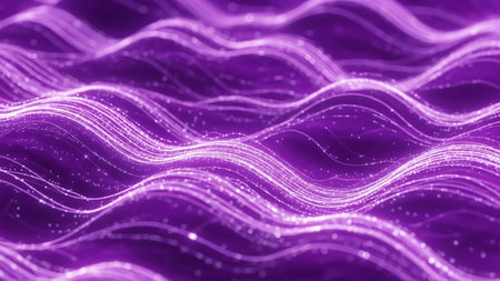 3d rendering of abstract glowing particles in empty space. Futuristic background with bokeh and light effects. Glowing particles in empty space.の素材