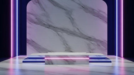 Pedestal for display,Platform for design,3D renderingの素材