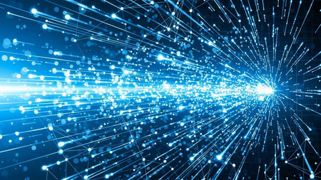 Futuristic technology background with glowing lines and dots. 3d renderingの素材