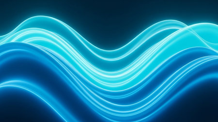 Abstract blue waves background. 3d rendering, 3d illustration.の素材
