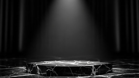 Black and white stage background. 3d rendering, 3d illustration.の素材