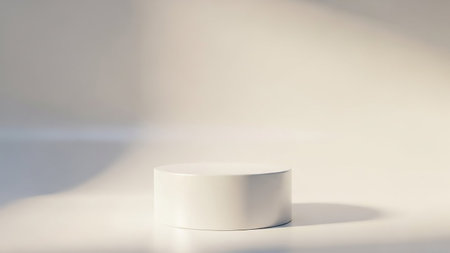 3d render of white podium for product presentation. Mock up.の素材