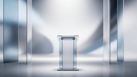 Podium for presentation on white background. Mock up, 3D Renderingの素材