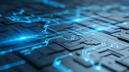 Circuit board background. Technology and science concept. 3D Renderingの素材