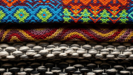 Colorful knitted fabric as a background. Close-up.の素材