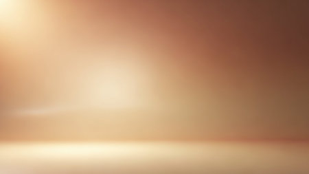A softly lit, empty room with a warm golden and brown gradient, featuring subtle highlights and shadows, creating a minimalist and smooth backdrop.の素材