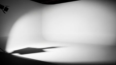 Studio showing empty photography studio with spotlight. High resolution image suitable for commercial use.の素材