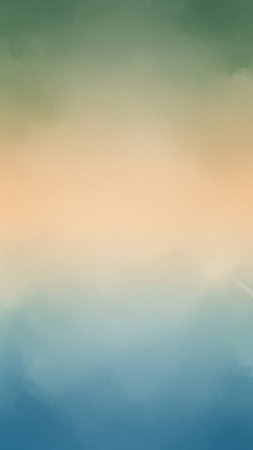 An abstract background featuring a soft gradient of blended colors, transitioning from green at the top to peach in the middle and blue at the bottom.の素材