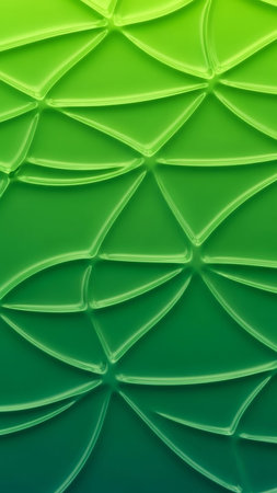 An abstract green geometric pattern with smooth, curved lines and a subtle gradient creates a modern and organic visual texture.の素材