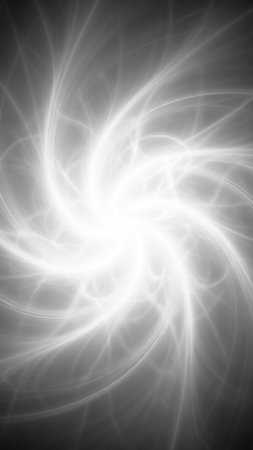 A bright white energy vortex swirls with luminous lines creating a dynamic abstract background with a sense of motion and power.の素材