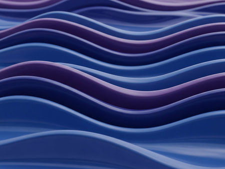 Purple showing abstract wavy layers of blue and purple with soft lighting. High resolution image suitable for commercial use.の素材